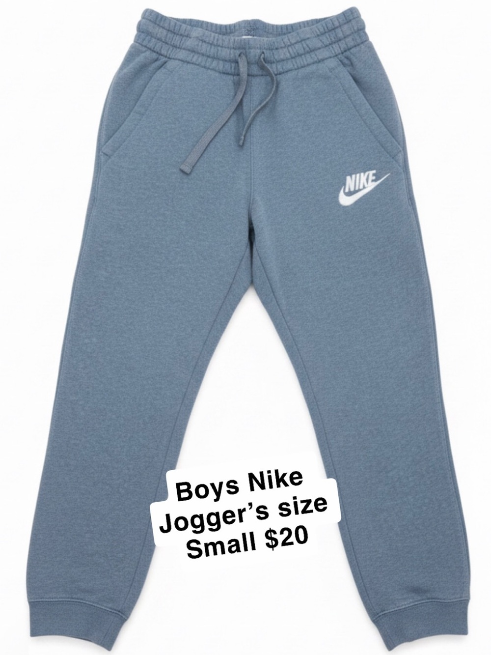 Nike Boys Slate Blue Jogger Sweatpants with White Swoosh